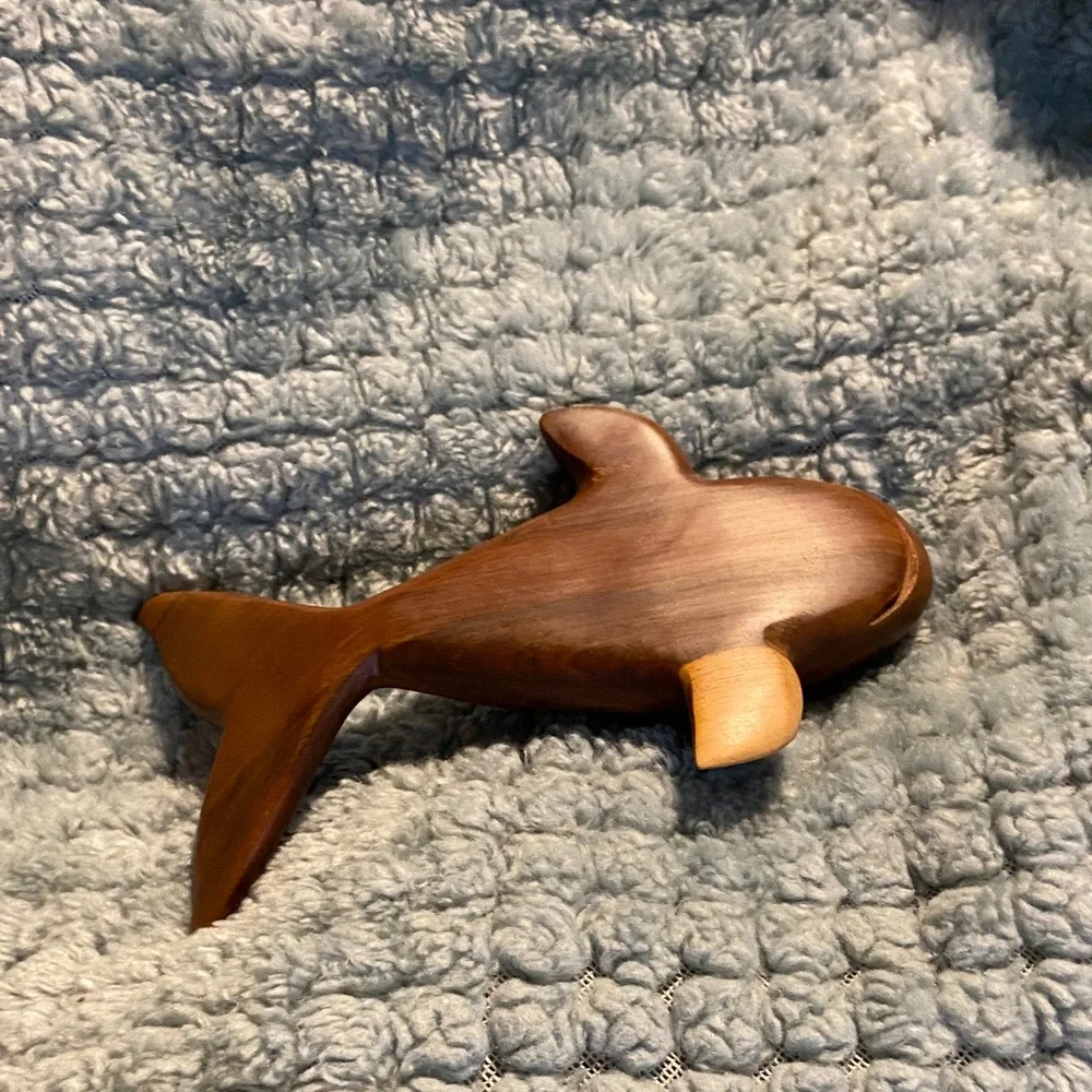 Teak whale incense holder